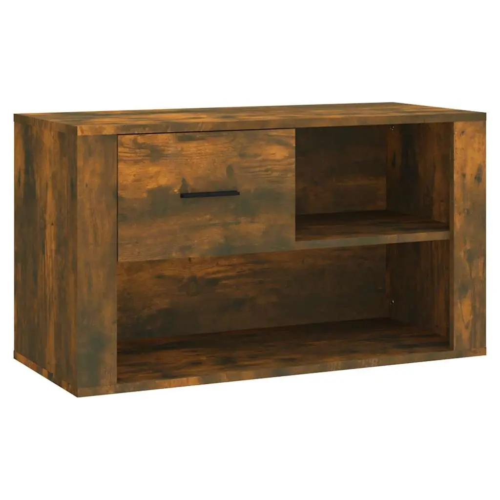 Shoe Organiser Cabinet Engineered Wood Brown 80x35x45cm with Compartments for Home Storage