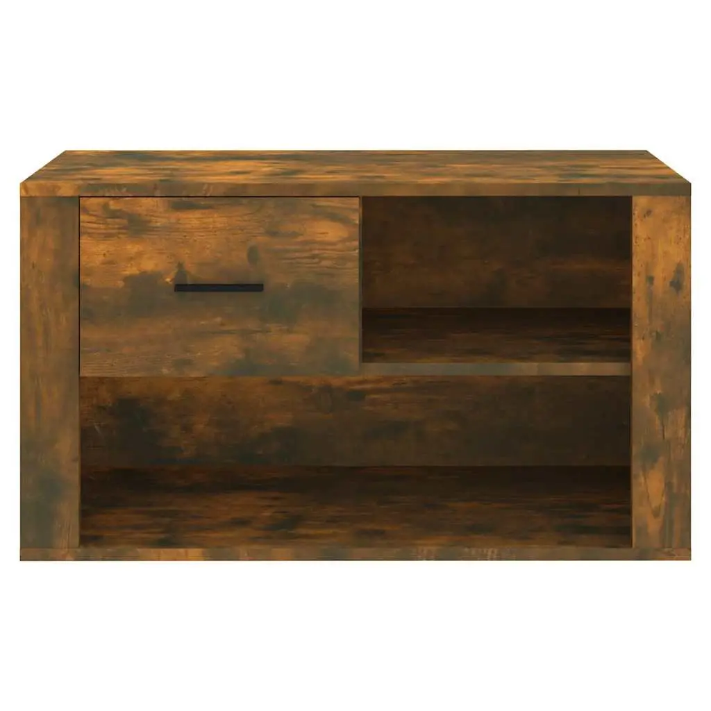 Shoe Organiser Cabinet Engineered Wood Brown 80x35x45cm with Compartments for Home Storage