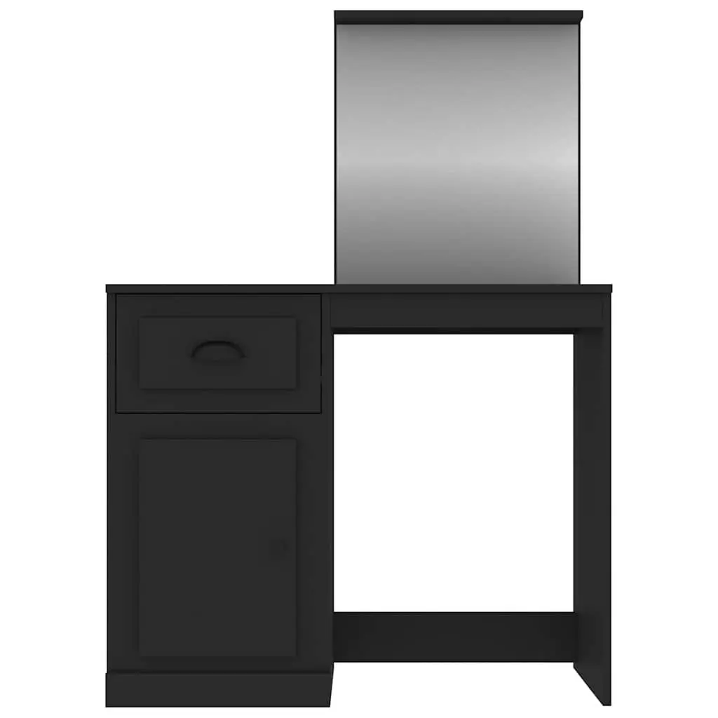 Dressing Table with Mirror Black Bedroom Vanity Unit Storage Engineered Wood