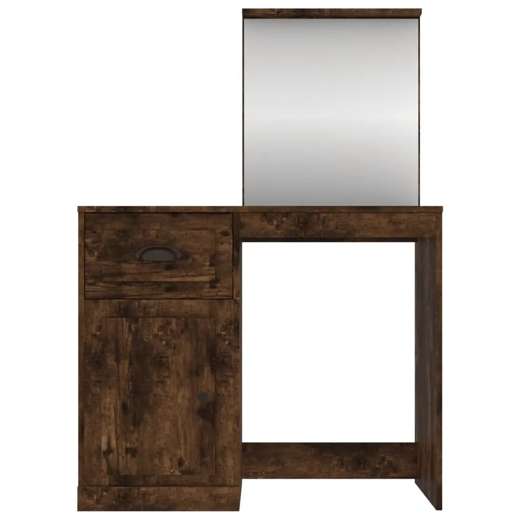 Dressing Table with Mirror Brown Bedroom Vanity Storage Makeup Desk