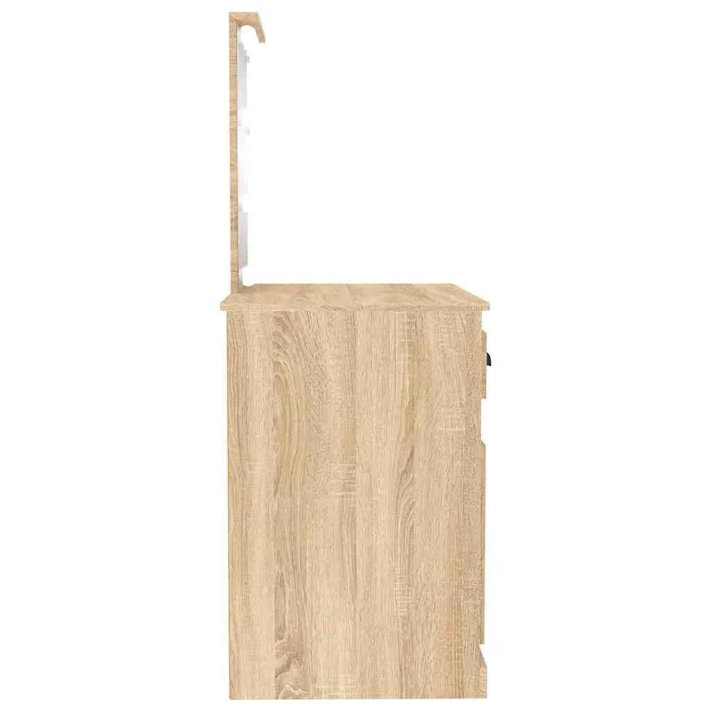Dressing Table Engineered Wood 90x50x132.5cm Brown with LED Mirror