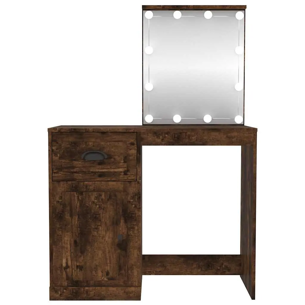 Dressing Table Engineered Wood 90 x 50 x 132.5 cm Smoked Oak with LED Mirror