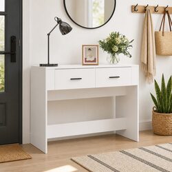 Console Table White 100x39x75 cm Engineered Wood Entryway Hallway Storage