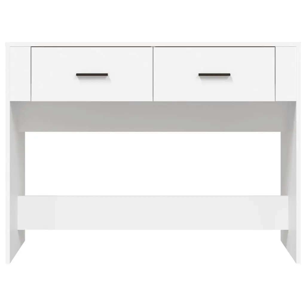 White Console Table Engineered Wood 100x39x75cm Entryway Hallway Storage with 2 Drawers
