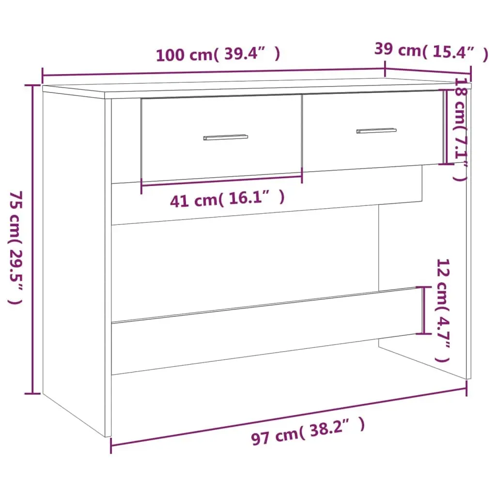 Console Table Engineered Wood 100cm Grey