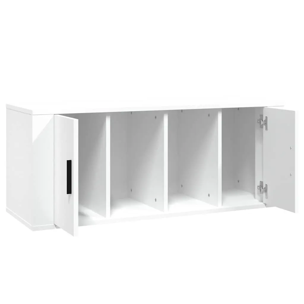 TV Cabinet White 100x35x40 cm Engineered Wood Media Storage Unit with Doors