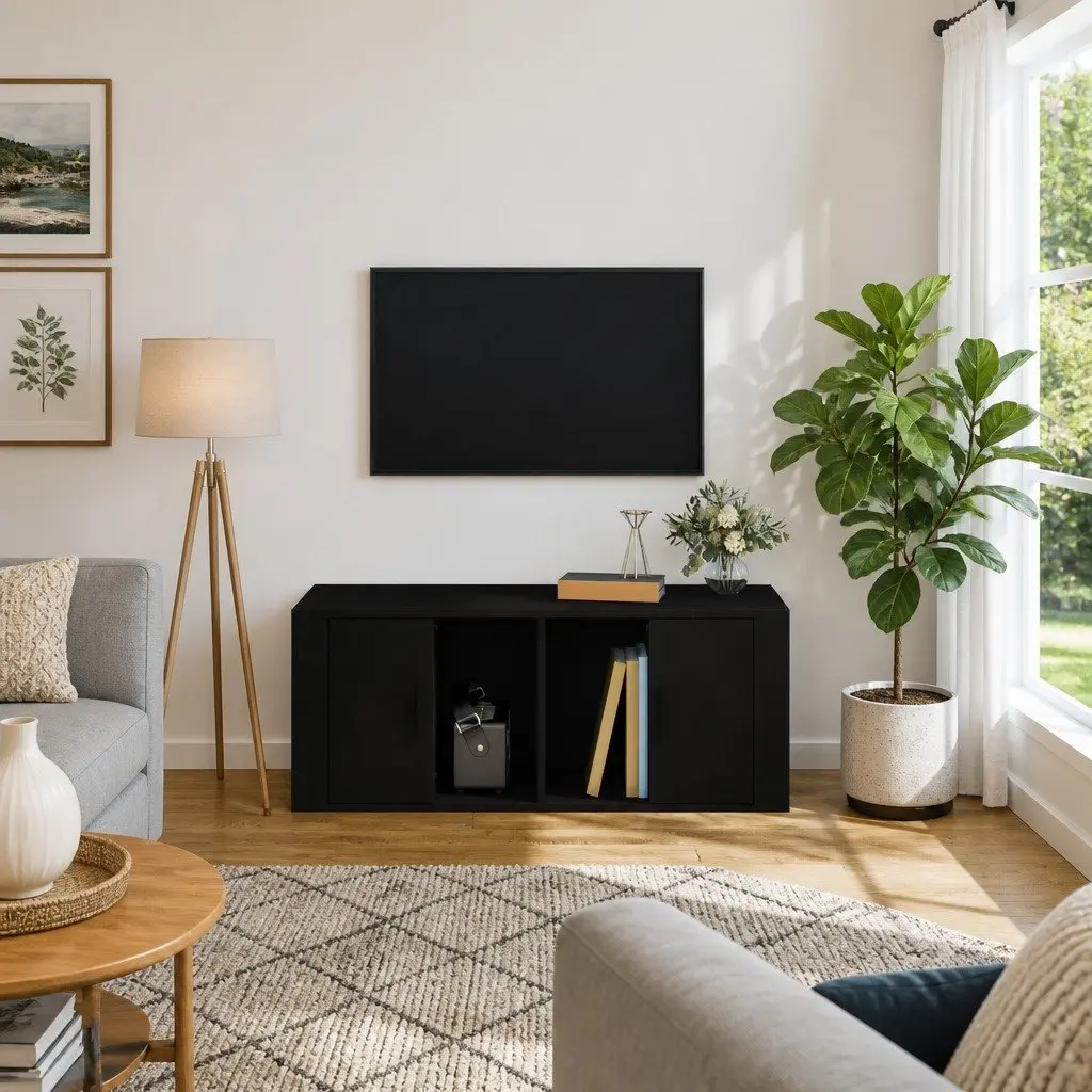 TV Cabinet Engineered Wood 100x35x40 cm Black