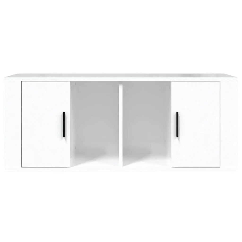 TV Cabinet Engineered Wood 100 x 35 x 40 cm High Gloss White 4 Compartments