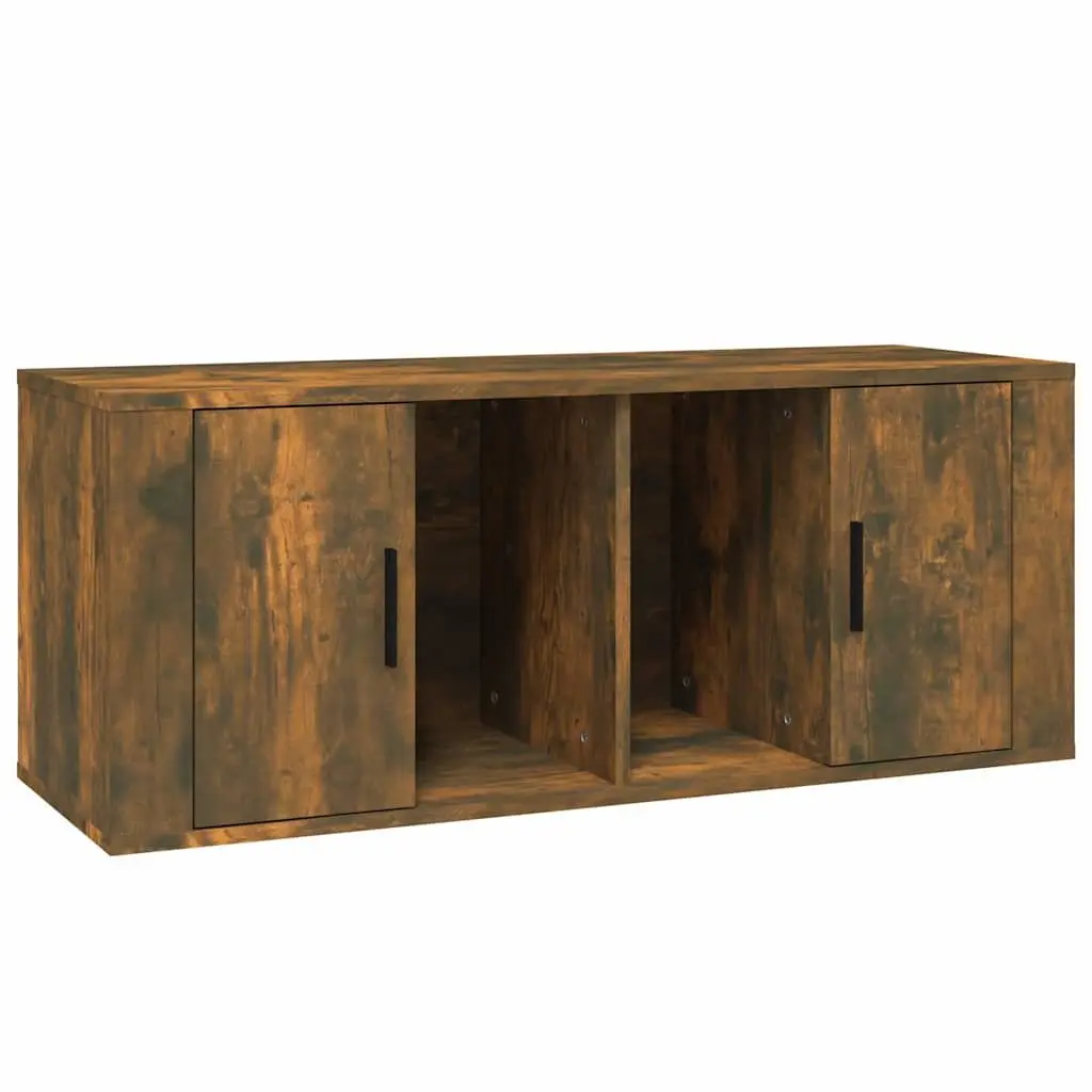 TV Cabinet Engineered Wood 100x35x40cm Brown Media Storage Unit with Compartments and Door