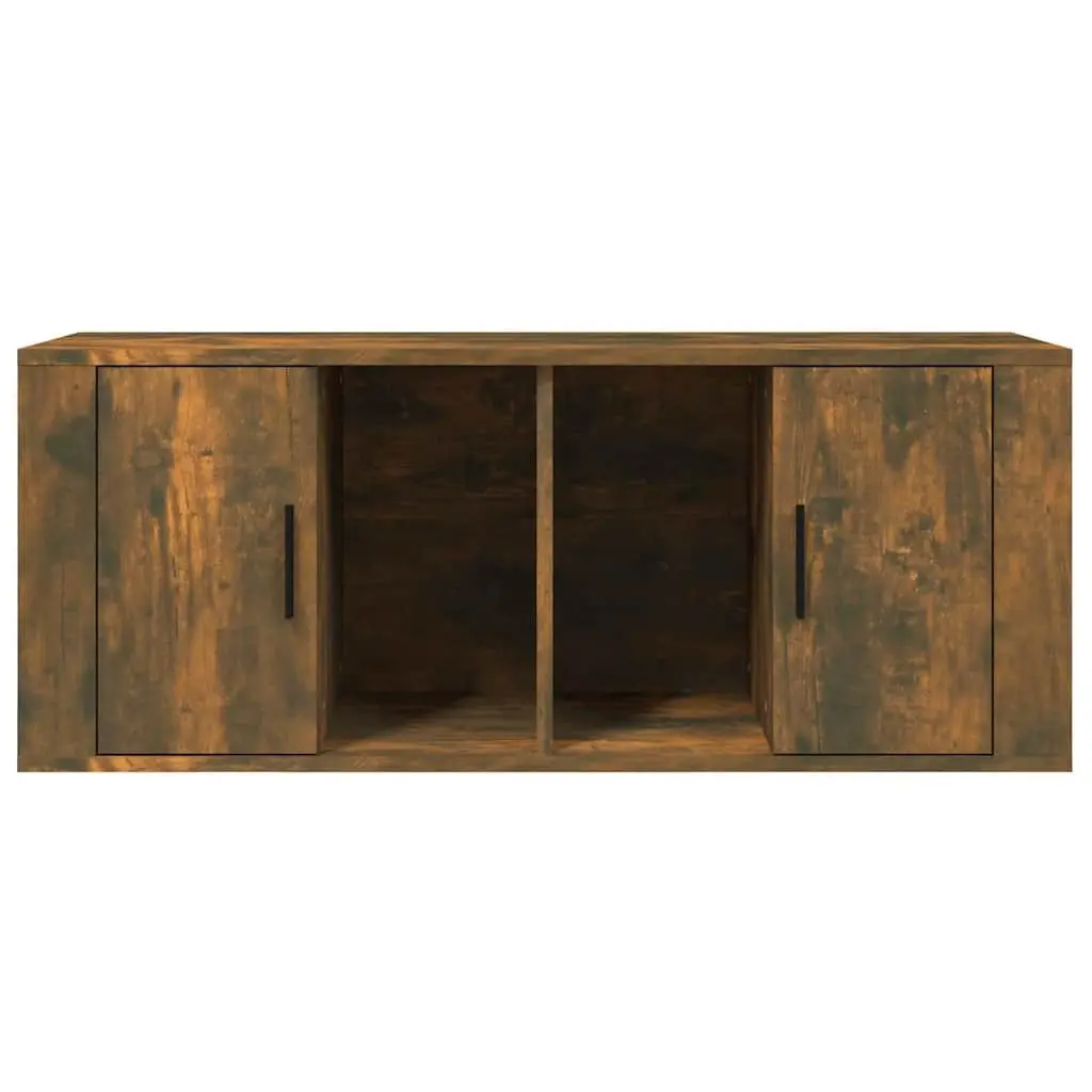 TV Cabinet Engineered Wood 100x35x40cm Brown Media Storage Unit with Compartments and Door