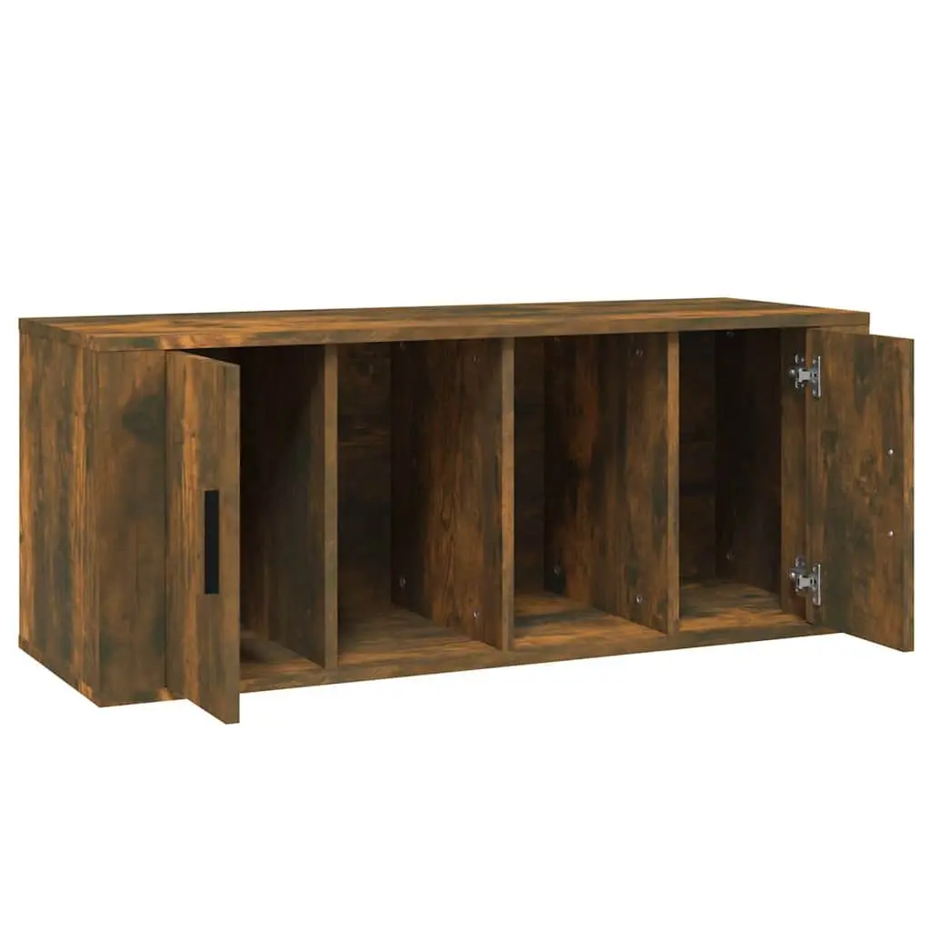 TV Cabinet Engineered Wood 100x35x40cm Brown Media Storage Unit with Compartments and Door