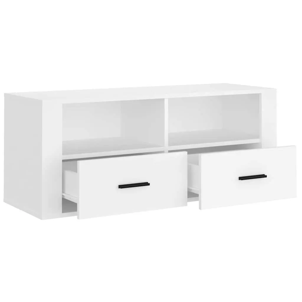 White TV Cabinet 100x35x40 cm with Storage