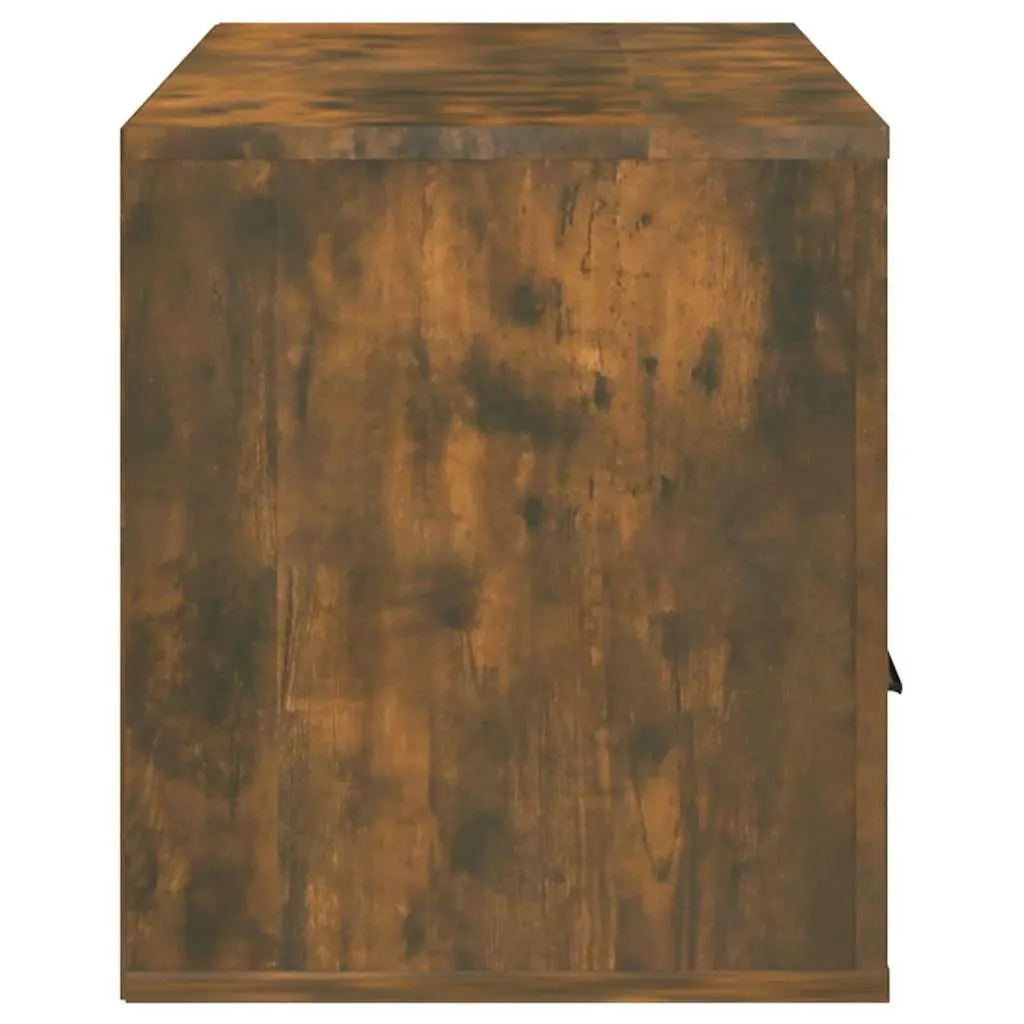 TV Cabinet Engineered Wood 100 x 35 x 40 cm Smoked Oak Brown Media Storage Unit with Drawers and Compartments for Living Room