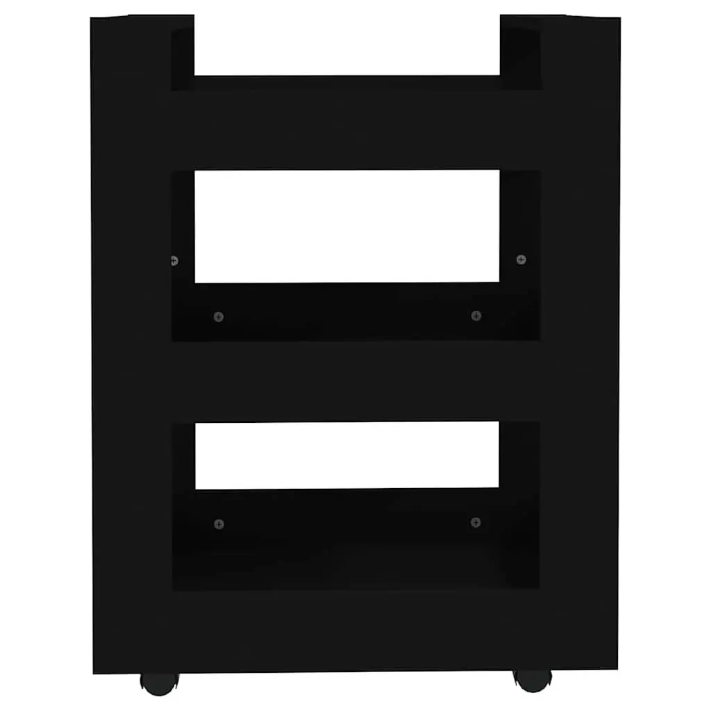 Kitchen Trolley 60x45x80 cm 3 Shelf Storage Cart with Wheels Black