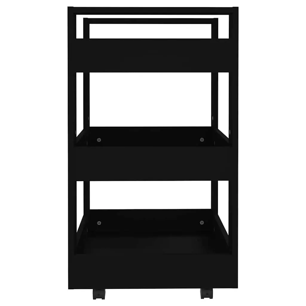 Kitchen Trolley 60x45x80 cm 3 Shelf Storage Cart with Wheels Black