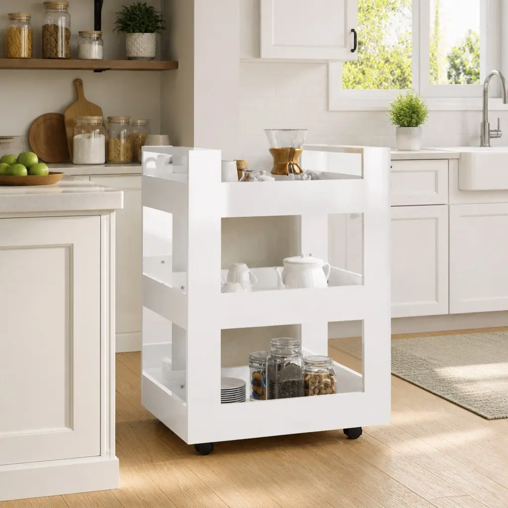 Mobile Kitchen Trolley 60x45x80cm White Organizer