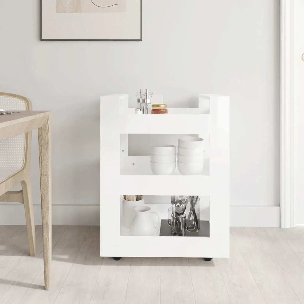 Mobile Kitchen Trolley 60x45x80cm White Organizer