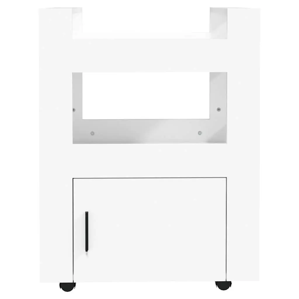 Kitchen Trolley White Storage Organizer 60x45x80 cm with Shelves Casters Wheels
