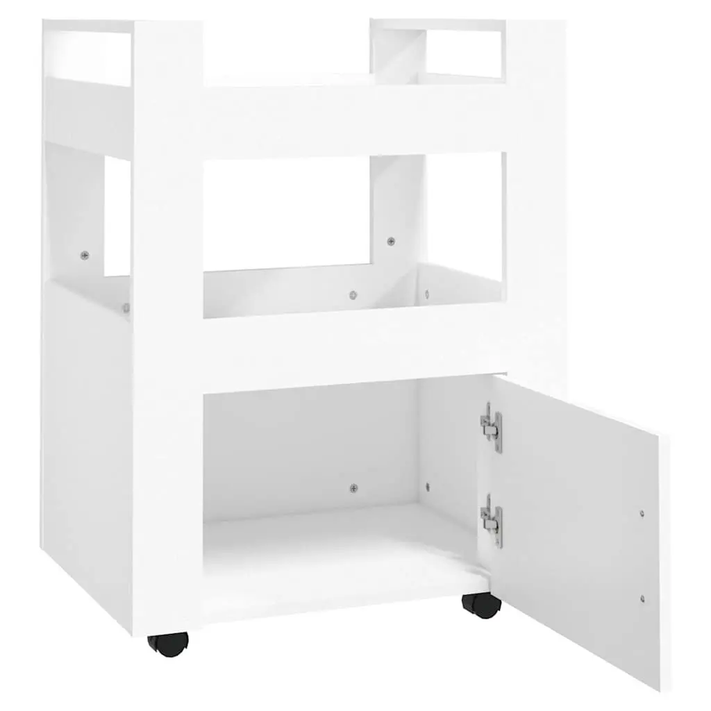 Kitchen Trolley White Storage Organizer 60x45x80 cm with Shelves Casters Wheels