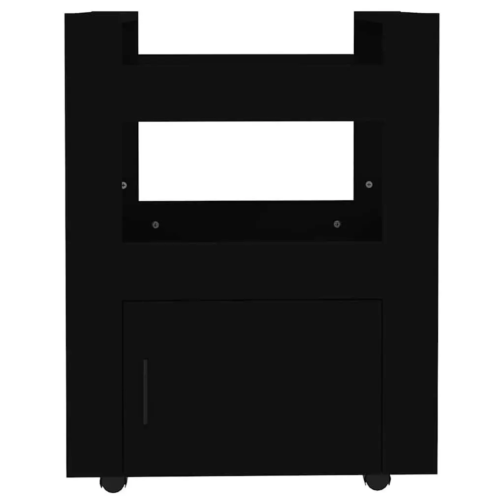 Rolling Storage Cart Black Kitchen Trolley 60x45x80cm with Compartment and Shelves Engineered Wood