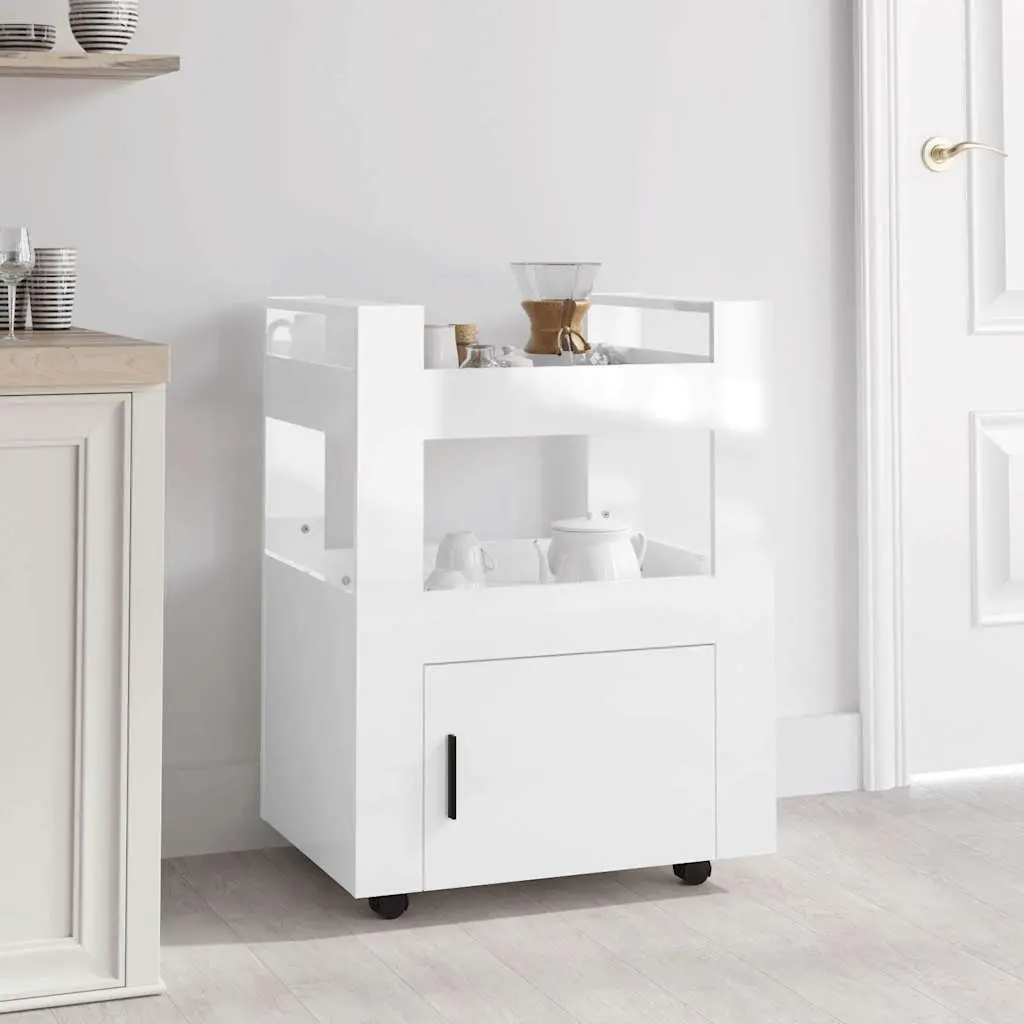 Kitchen Trolley Storage Cart Engineered Wood 60x45x80cm White