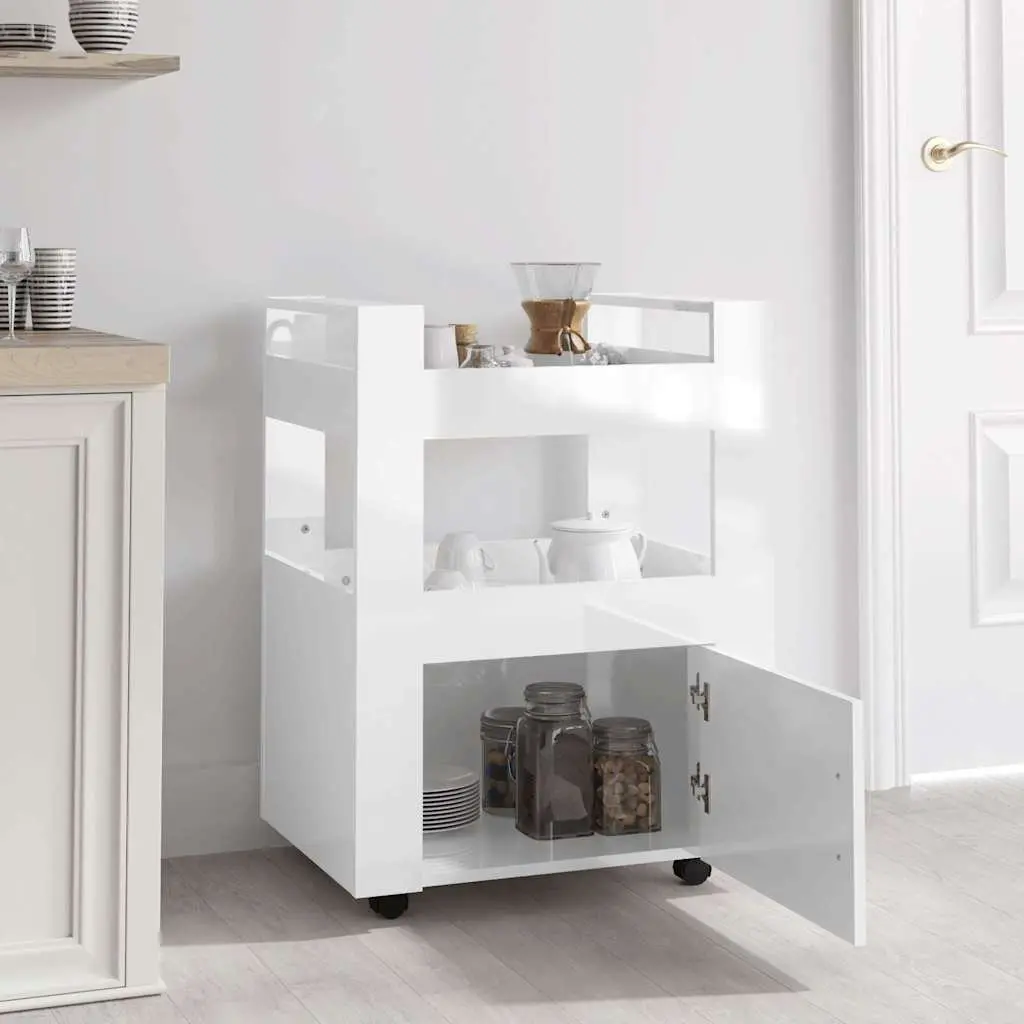 Kitchen Trolley Storage Cart Engineered Wood 60x45x80cm White