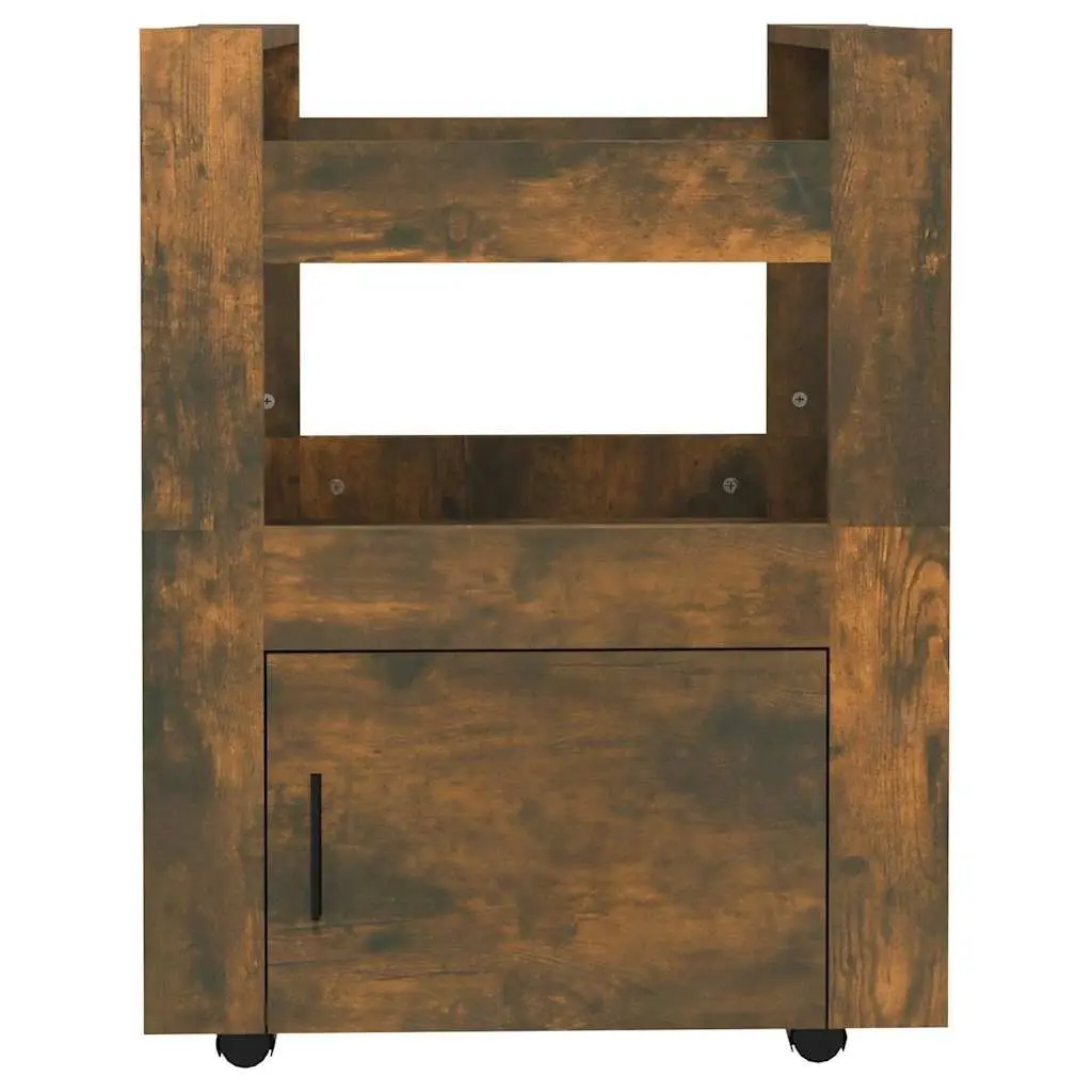 Kitchen Trolley Engineered Wood 60W x 45D x 80H cm Brown 2 Shelves Mobile Storage Cart