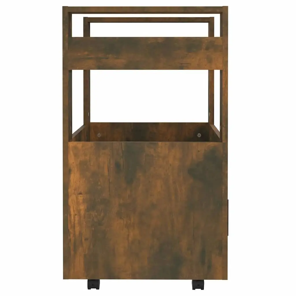 Kitchen Trolley Engineered Wood 60W x 45D x 80H cm Brown 2 Shelves Mobile Storage Cart