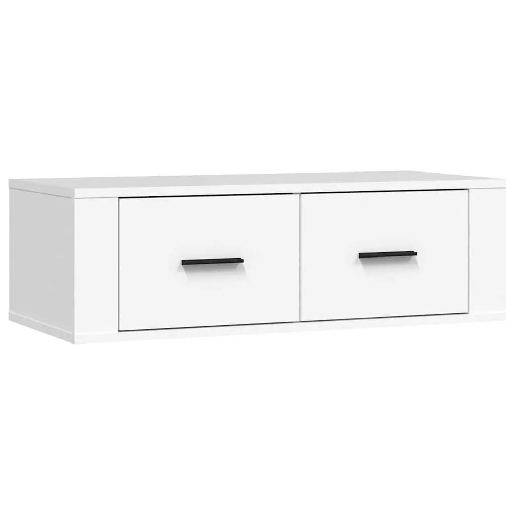 Hanging TV Cabinet Engineered Wood Wall-Mounted Media Storage Unit White 80 x 36 x 25 cm