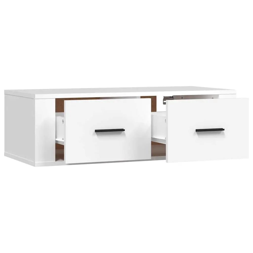 Hanging TV Cabinet Engineered Wood Wall-Mounted Media Storage Unit White 80 x 36 x 25 cm