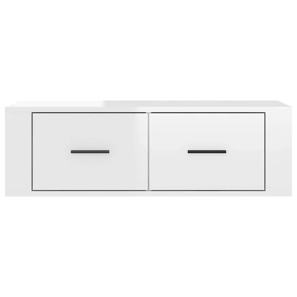 TV Cabinet Engineered Wood Wall-Mounted White 80 x 36 x 25 cm with 2 Drawers