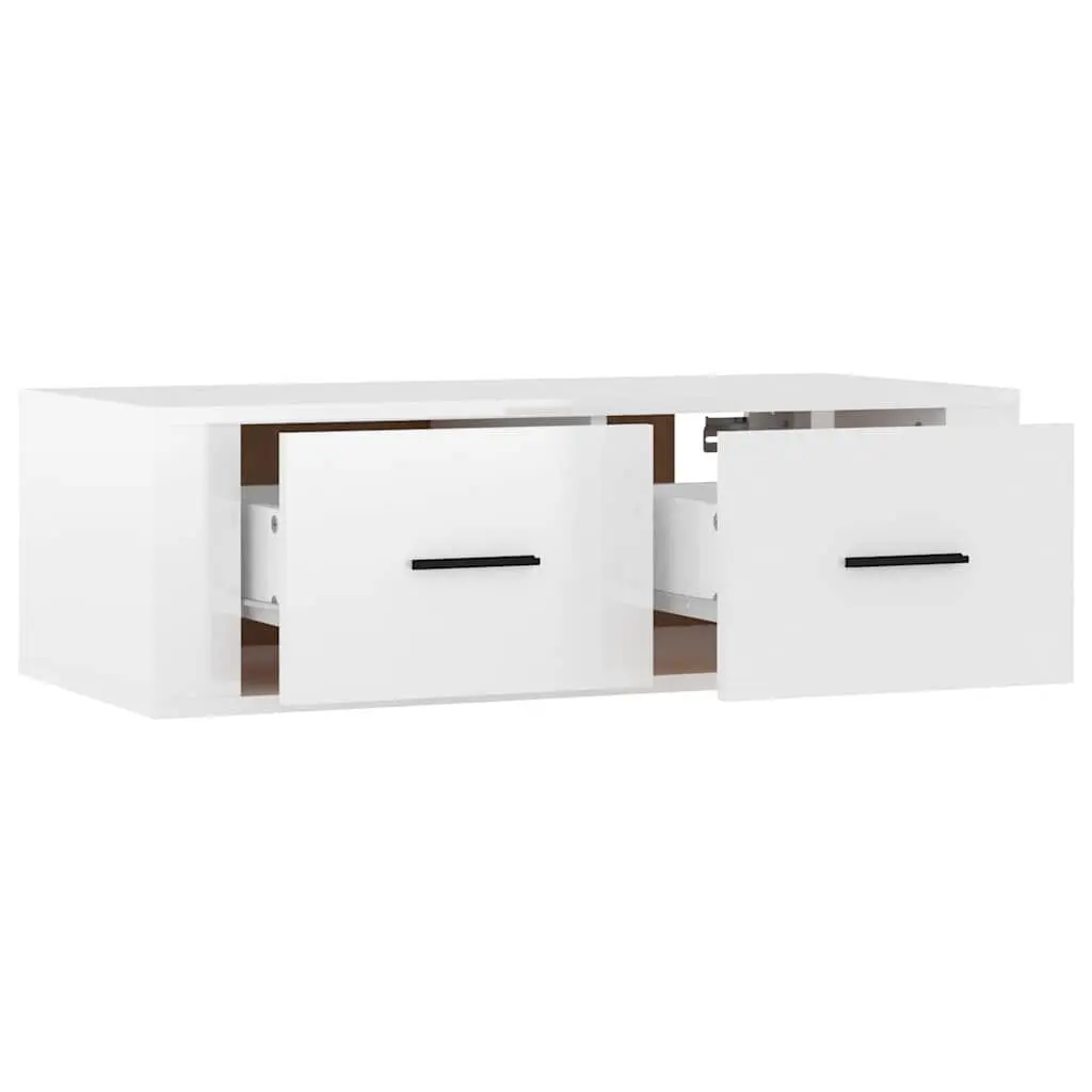 TV Cabinet Engineered Wood Wall-Mounted White 80 x 36 x 25 cm with 2 Drawers