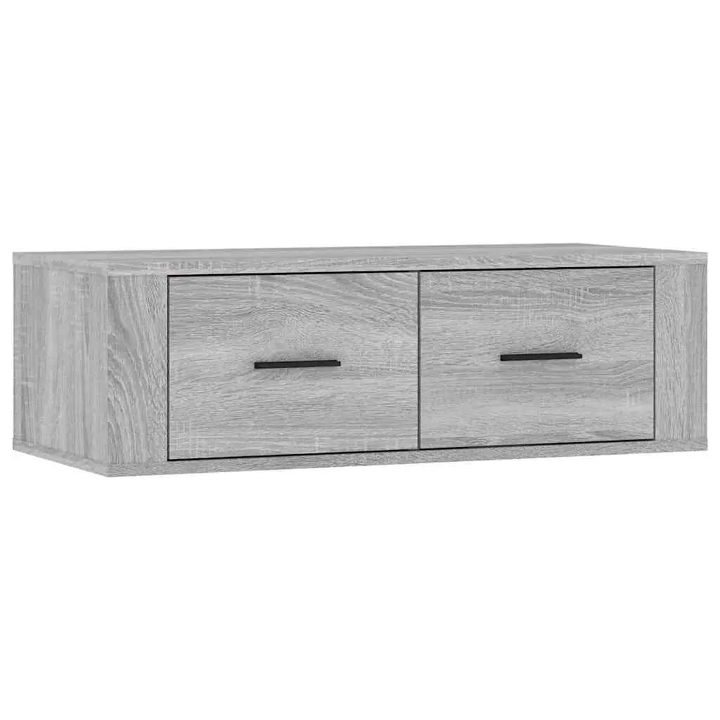 Hanging TV Cabinet Engineered Wood Grey Sonoma Wall-Mounted Media Storage Unit 80 x 36 x 25 cm