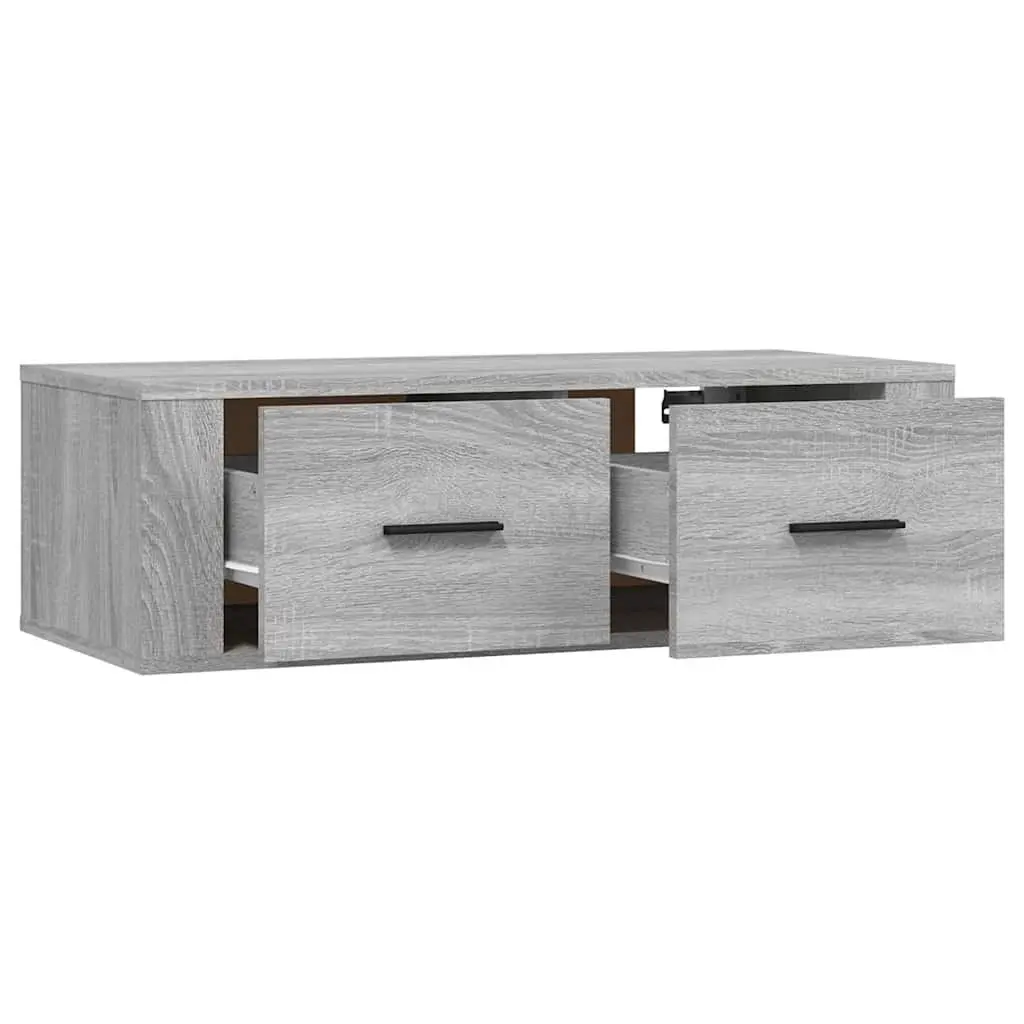 Hanging TV Cabinet Engineered Wood Grey Sonoma Wall-Mounted Media Storage Unit 80 x 36 x 25 cm