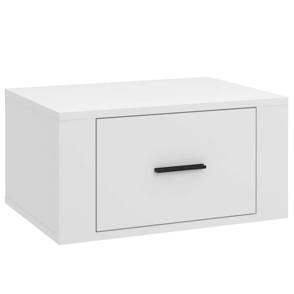 Floating Bedside Cabinets 2 Piece Engineered Wood 50x36x25cm White Wall-mounted Storage Units