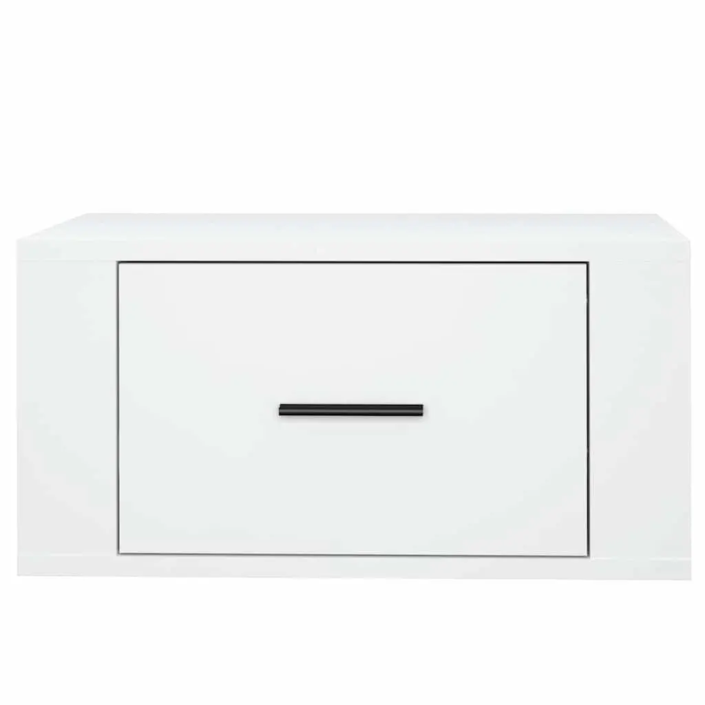 Floating Bedside Cabinets 2 Piece Engineered Wood 50x36x25cm White Wall-mounted Storage Units