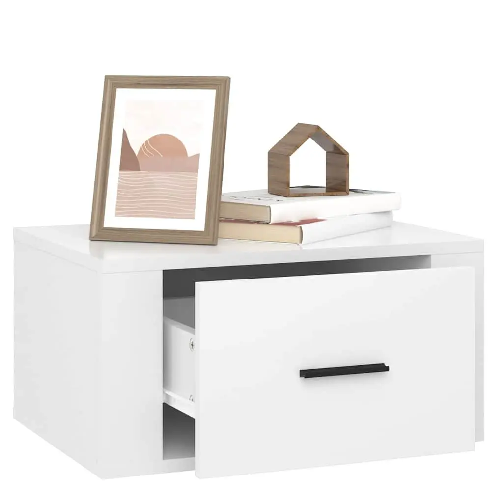 Floating Storage Cabinet Engineered Wood White High Gloss 50x36x25cm Wall-Mounted Organizer for Bedroom Essentials