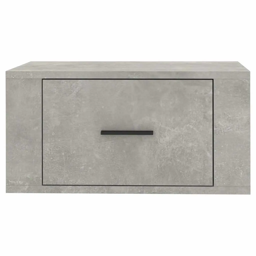 Wall-Mounted Bedside Cabinet Grey Floating Storage Unit Bedroom Organiser