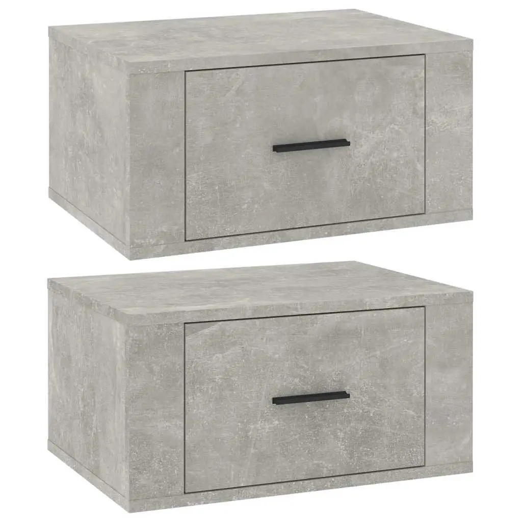 Wall-Mounted Bedside Cabinets Engineered Wood Grey 50x36x25 cm Pair