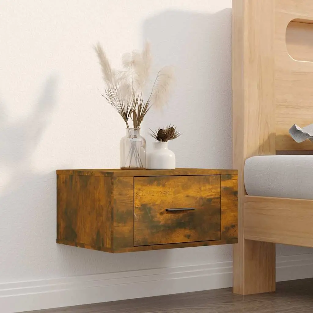 Wall-mounted Bedside Cabinets Engineered Wood 50x36x25 cm Smoked Oak 2 pcs