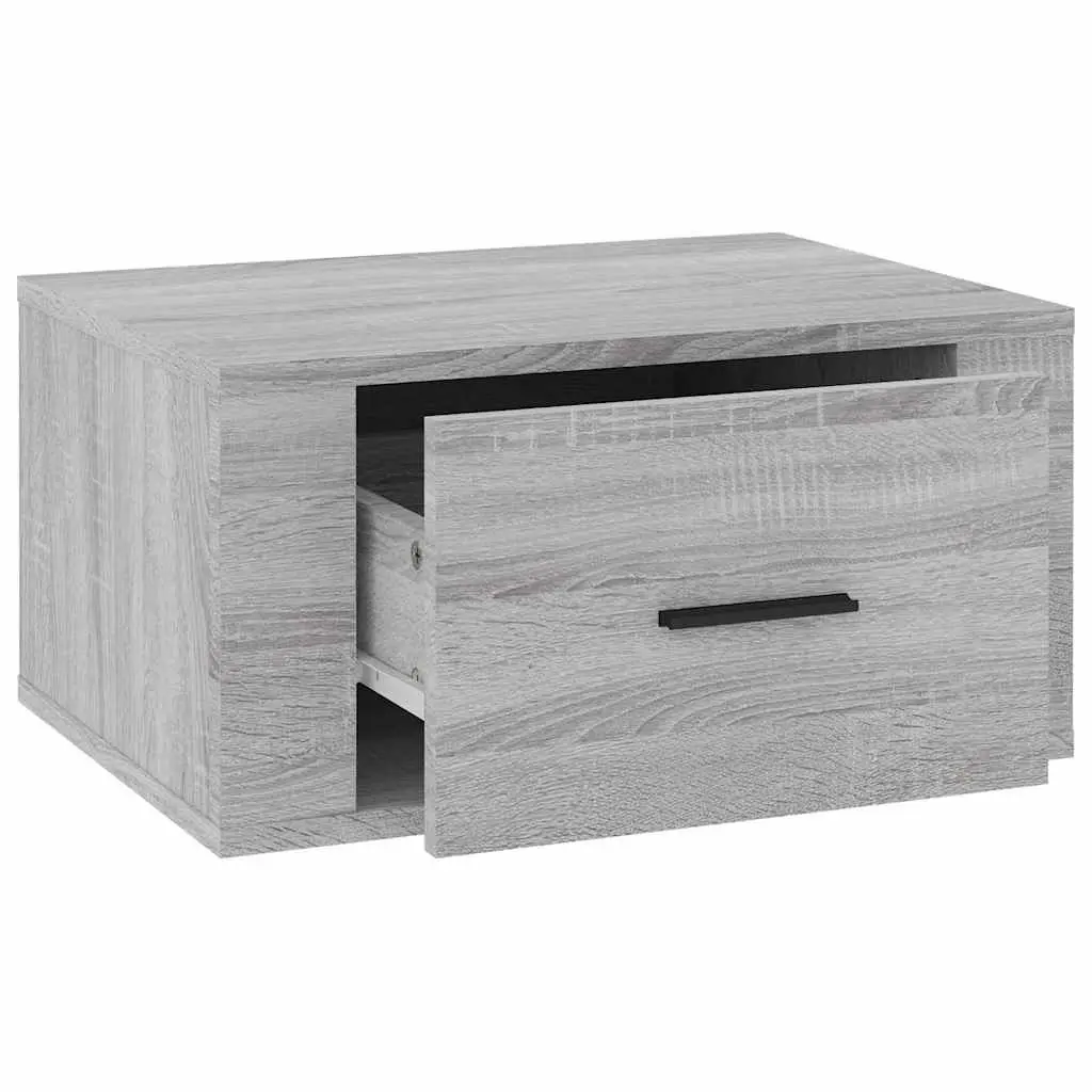 Wall-Mounted Bedside Cabinet in Grey Sonoma