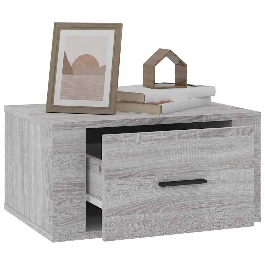 Wall-mounted Bedside Cabinets Engineered Wood 50 x 36 x 25 cm Grey Sonoma 2 Piece