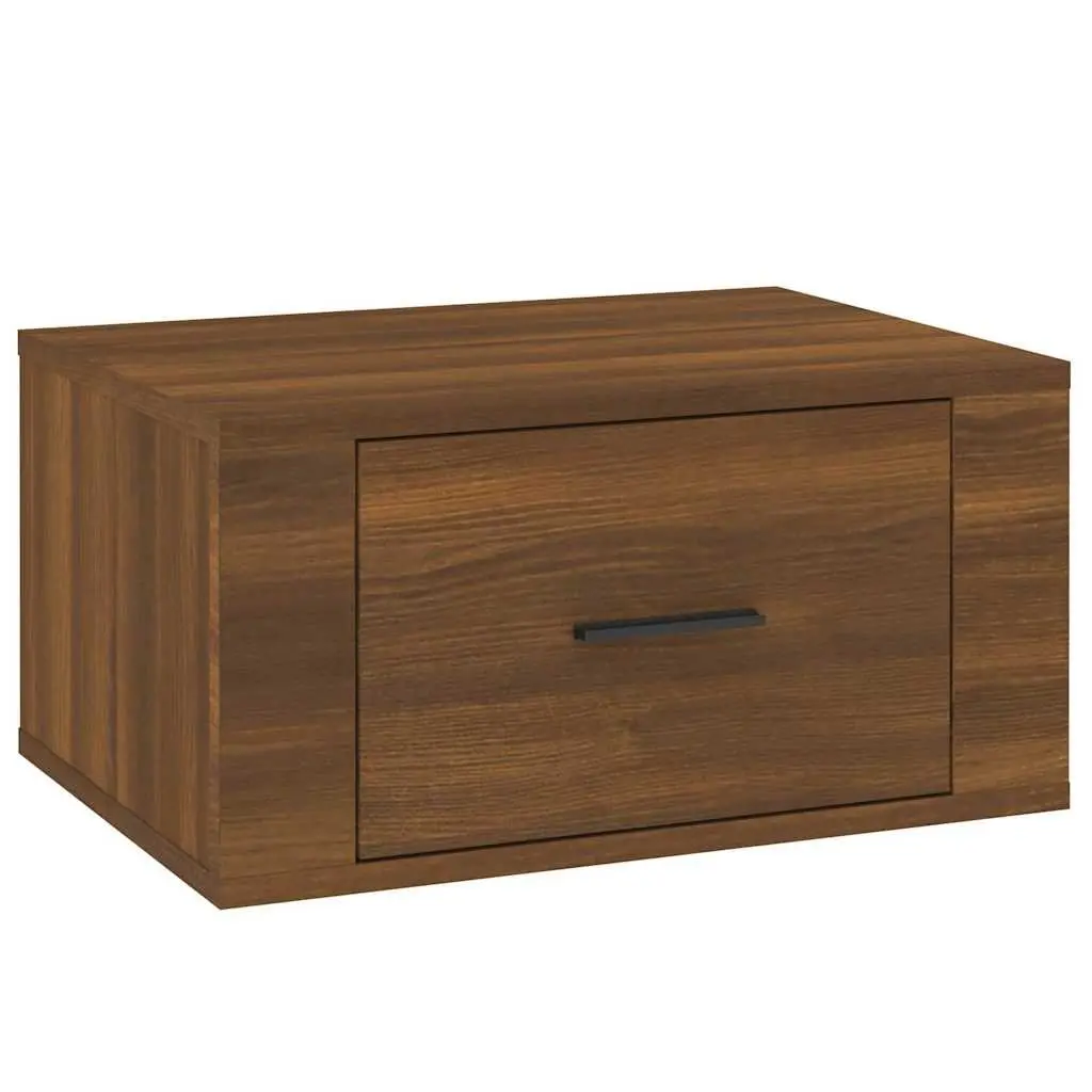 Floating Storage Cabinets Set of 2 Bedside Wall-mounted Engineered Wood 50x36x25cm Brown Oak