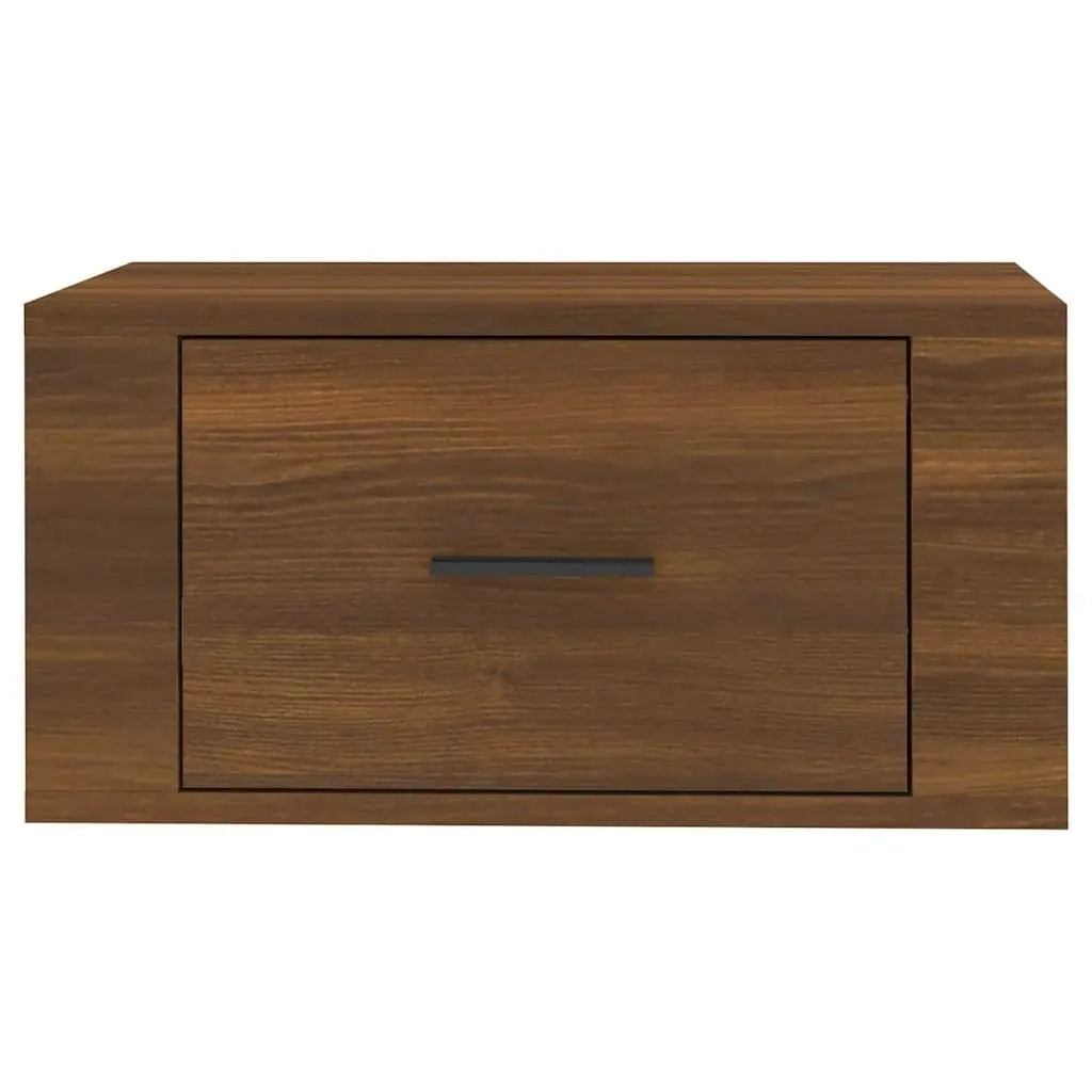 Floating Storage Cabinets Set of 2 Bedside Wall-mounted Engineered Wood 50x36x25cm Brown Oak