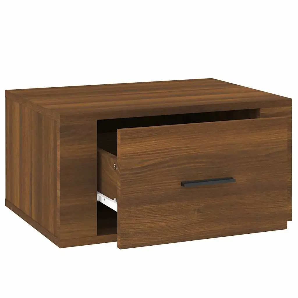 Floating Storage Cabinets Set of 2 Bedside Wall-mounted Engineered Wood 50x36x25cm Brown Oak