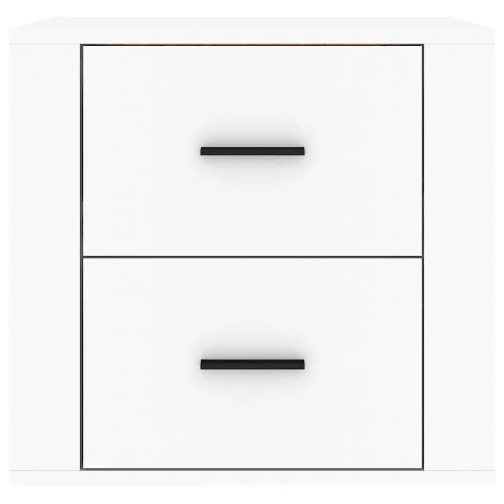 Floating White Bedside Cabinet Wall-mounted Storage 50x36x47cm Engineered Wood