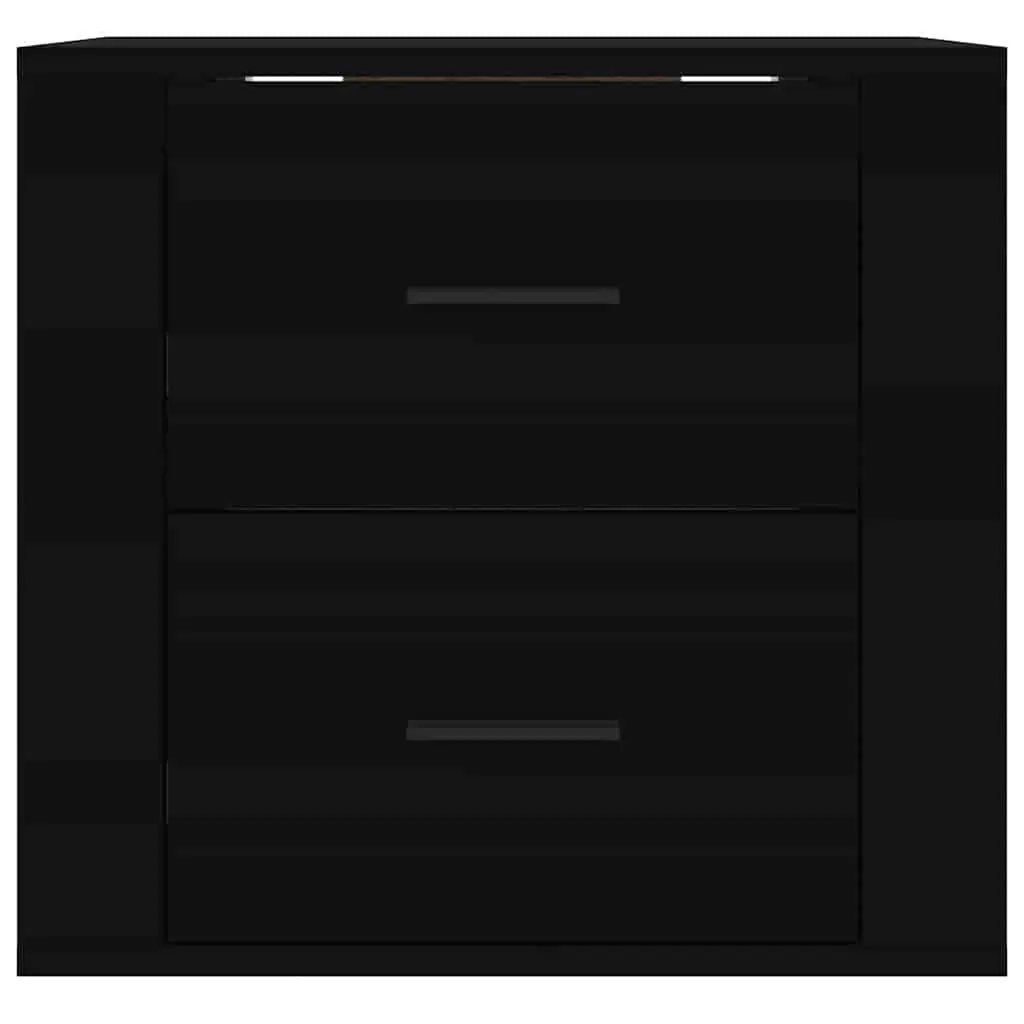 Wall-mounted Bedside Cabinet Black Storage Floating Bedroom Furniture 50x36x47cm