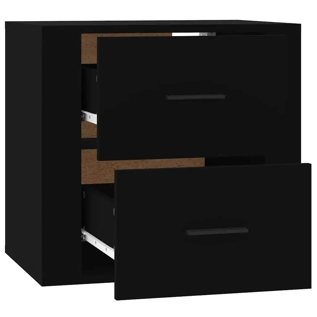 Wall-mounted Bedside Cabinet Black Storage Floating Bedroom Furniture 50x36x47cm