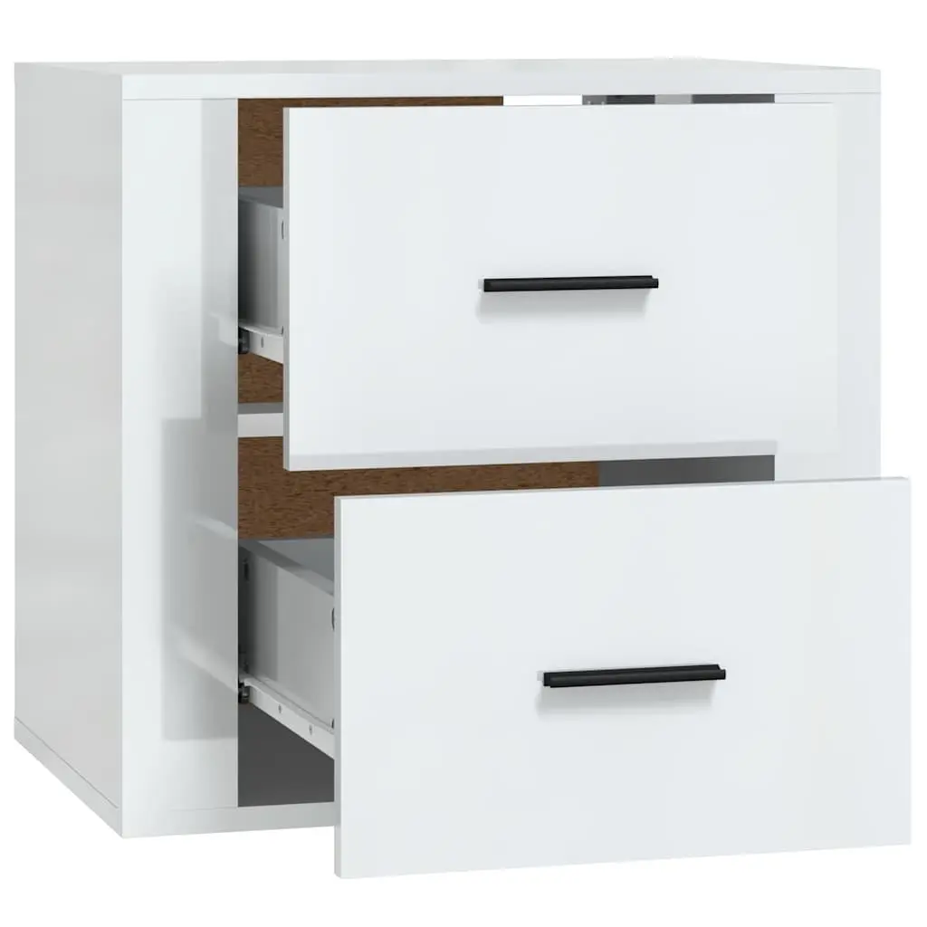 Floating Bedside Cabinet White Engineered Wood 50x36x47cm Wall-Mounted Storage Organiser