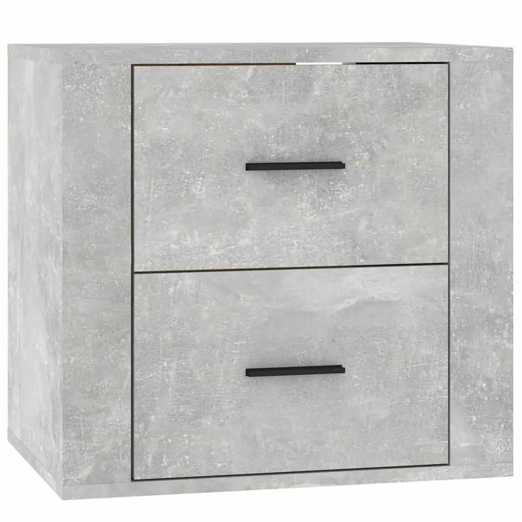 Grey Floating Nightstand Wall-mounted Bedside Cabinet Storage Unit Engineered Wood 50W x 36D x 47H cm
